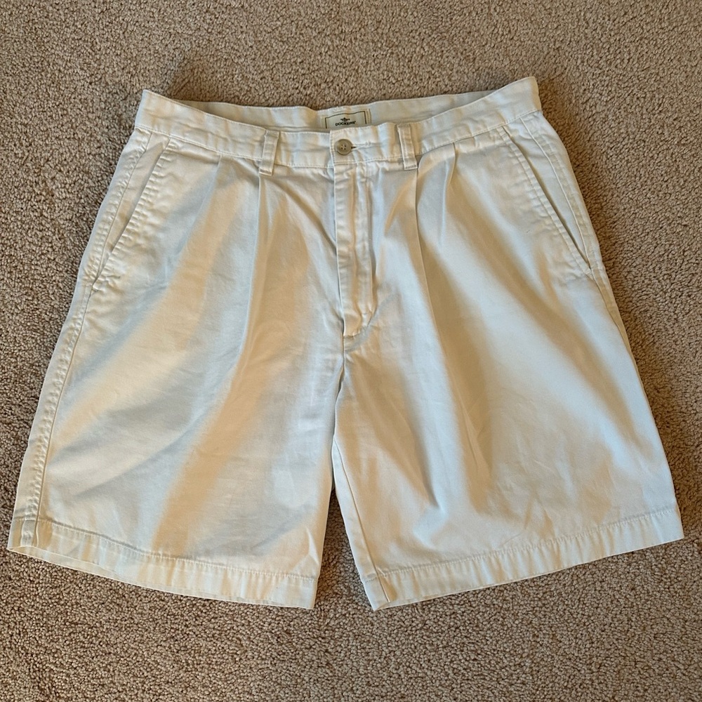 Dockers Men's Classic Cream Khaki Shorts, Pleated, Relaxed Fit